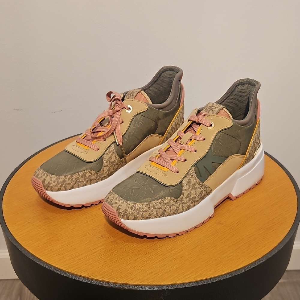 Michael Kors Olive and Pink Patterned Sneakers